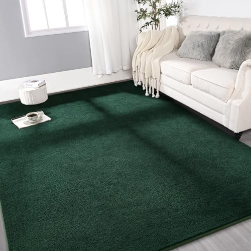 Gifeas Large Modern Area Rugs for Living Room Bedroom, 4x6 Feet Deep Green | Thickened Memory Foam Indoor Solid Minimalist Carpet, Non-Slip Furry Comfy Rug for Kid Boy Girl Nursery Dorm Room Home Decor - color: Deep Green, size: 4' X 6' (Rectangular)