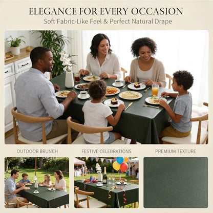 PVC Tablecloth Waterproof Rectangle Table Cloth, Oil Proof & 185°F Heat Resistant Wipeable Cover, Heavy Duty Non for Kitchen Dining Camping Festivities (70"x55") (Dark Green) - color: Dark Green