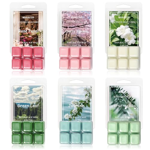 Summer & Spring Scented Wax Melts, Flower and Leaf Scented Wax Melts | Soy Wax Cubes for Wax Warmer, 6 x 2.5oz - color: Natural Plant