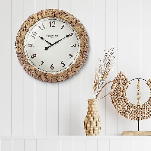 Farmhouse Series, Rustic Woven Clock | 12.6-Inch Natural Woven Water Hyacinth/Seagrass Wall Clock, Wall Art for Home & Farmhouse Décor - size: 12.6 inch
