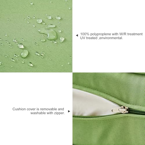ARTPLAN Loveseat Patio Deep Seat Cushions 46"x24"x5" Bench Pad,Kale Green | High-density foam fill, solution-dyed UV water repellent fabric, zipper removable cover fits patio swing & bench furniture - color: Kale Green