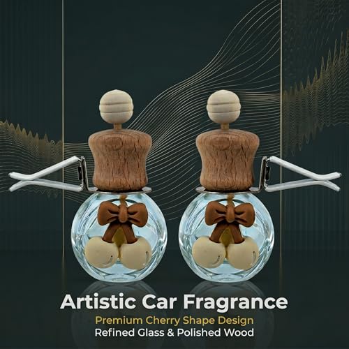 2 Pack Bow Refillable Car Vent Clip Diffuser Empty Glass Bottle | Wood cap aroma bottle with dropper, DIY essential oil freshener for car closet home bathroom - size: Bear-A2 - 2PCS