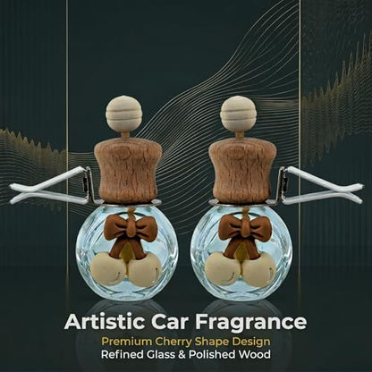2 Pack Bow Refillable Car Vent Clip Diffuser Empty Glass Bottle | Wood cap aroma bottle with dropper, DIY essential oil freshener for car closet home bathroom - size: Bear-A2 - 2PCS