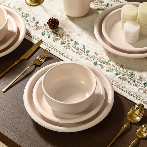 GZG 6-Inch Ceramic Cereal Bowls Set of 4, Cream Mist | Rustic Matte Glazed Stoneware, For Cereal, Soup, Salad & Snacks, 30 oz Capacity, Microwave & Dishwasher Safe - color: Cream Mist, size: 4 pcs Bowl Set