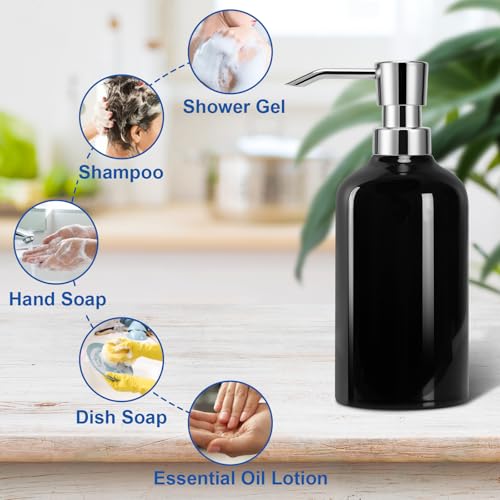 Ceramic Soap Dispenser Bathroom, 2 Pcs 16.9oz Hand Soap Dispenser for Kitchen, Hotel - color: Black-silver, size: 2pcs