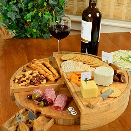 Picnic at Ascot Personalized Charcuterie Board. Unique Patented Design Saves Storage Space & Stores Tools. Wedding Gift, Housewarming, Birthday, Graduation - color: Letter - S