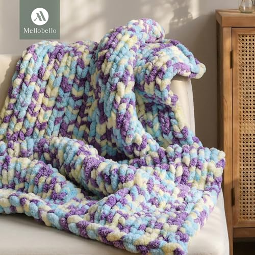 Jumbo Chunky Yarn for Hand Knitting - Super Thick Chenille Chunky Yarn for Crocheting - Extra Soft Bulky Fluffy Blanket Big Yarns 8 Jumbo Pack (27yds,8 oz Each Skein) - color: Soft Aurora
