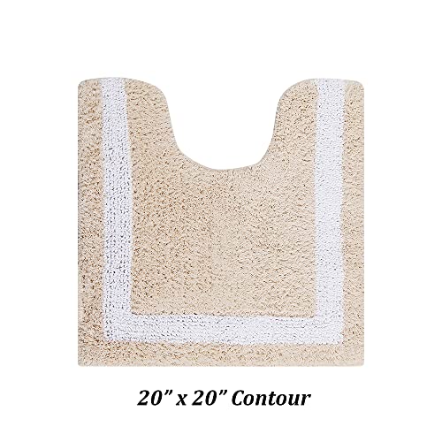 Better Trends Toilet Rugs U Shaped 100% Contour Bathroom Rugs Sand & White 20" x 20" Extra Soft & Thick, Water Absorbent, Reversible, Machine Washable, Tufted Bath Mats Hotel Collection - color: Sand & White, size: 1'8" x 1'8" (1'8" x 1'8" (U-Shape))
