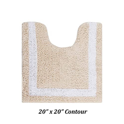 Better Trends Toilet Rugs U Shaped 100% Contour Bathroom Rugs Sand & White 20" x 20" Extra Soft & Thick, Water Absorbent, Reversible, Machine Washable, Tufted Bath Mats Hotel Collection - color: Sand & White, size: 1'8" x 1'8" (1'8" x 1'8" (U-Shape))