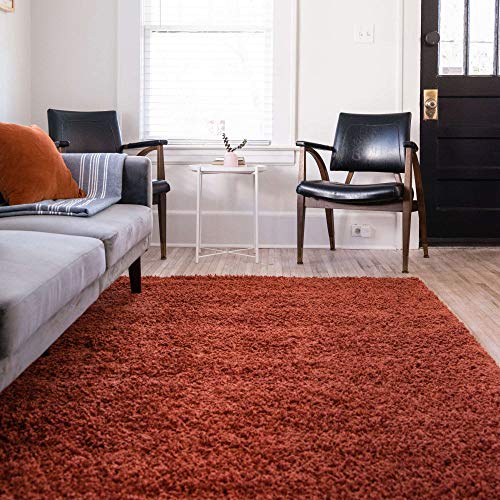 Unique Loom Solid Shag Collection Area Rug (2' x 3' 1" Rectangle, Terracotta) - color: Terracotta, size: 2' x 3'1" (Rectangular)