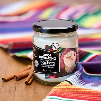 Horchata Odor Eliminating Highly Fragranced Candle - Eliminates 95% of Pet, Smoke, Food, and Other Smells Quickly - Up to 80 Hour Burn time - 12 Ounce Premium Soy Blend - color: Horchata