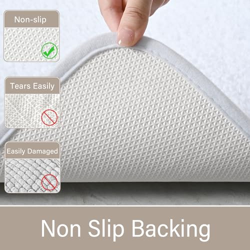 LOCHAS Bathroom Rugs Sets 3 Piece, Microfiber Bath Mat Set Non Slip, White | Washable Absorbent Toilet Rug, Shaggy Soft Cozy Quick Dry - color: White, size: 30" x 20" + 24" x 17" + U Shape 24" x 20"