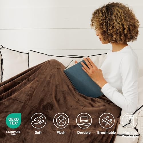 NANPIPER Queen Size Blanket - Lightweight Soft Fleece for Adults All-Season Coffee Brown 90"x90" - color: Chocolate, size: Queen