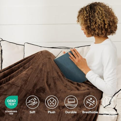NANPIPER Queen Size Blanket - Lightweight Soft Fleece for Adults All-Season Coffee Brown 90"x90" - color: Chocolate, size: Queen