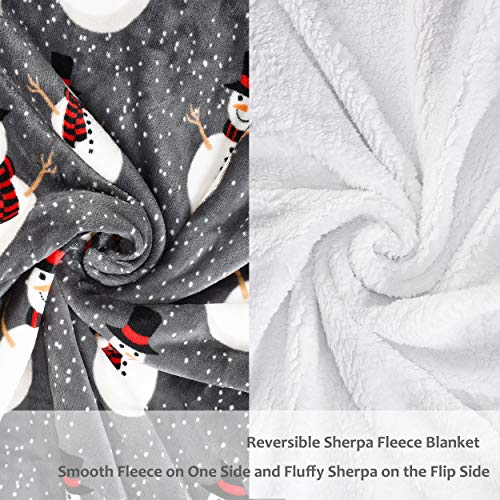 Catalonia Snowman Blanket, Holiday Theme Sherpa Fleece Throw, Blanket for Couch and Bed, Christmas Blanket | Super Soft, Comfy, Cozy, Fluffy, Warm | 50x60 inch, Grey - color: Snowman, size: 50"x60"