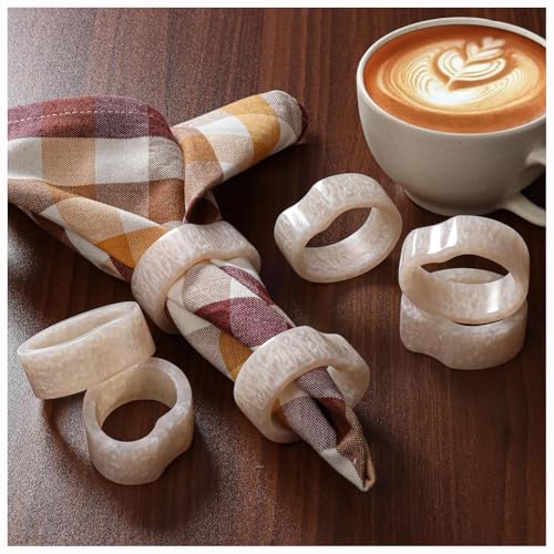 Durable Resin Napkin Rings for Chic Table Decor, Smooth Finish Contemporary Napkin Holders Designer Look for Special Occasions, Versatile Modern Dining Accessory Set of 12 (White) - CLEENTABLE - color: White, size: Pack of 12