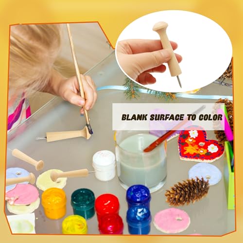 36 Pcs Wooden Shaker Peg Unfinished Wood Shaker Racks DIY Wood Wall Hooks with Screws for Hanging Clothes Hats, 3.62 Inches