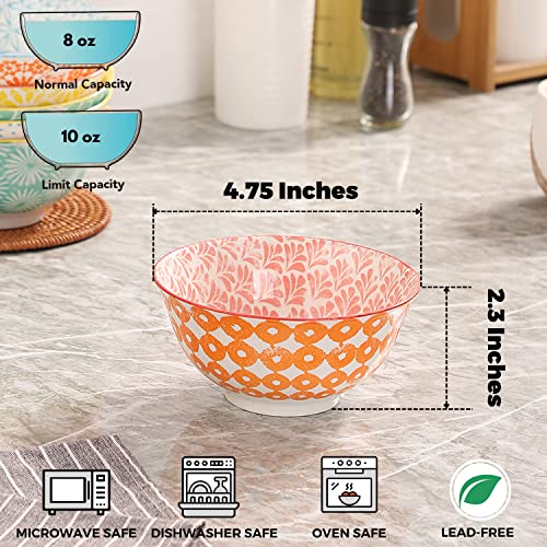 Ceramic Bowls, 10 Oz Small Bowl, Set of 8 Ice Cream Bowls, Dessert Bowl for Salsa, Rice, Sauce, Side Dishes, Snack, Condiment, 4.75 Inch-Microwave Dishwasher Safe - size: 10 Oz-4.75"