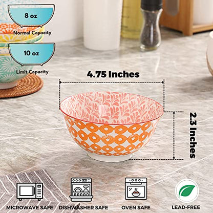 Ceramic Bowls, 10 Oz Small Bowl, Set of 8 Ice Cream Bowls, Dessert Bowl for Salsa, Rice, Sauce, Side Dishes, Snack, Condiment, 4.75 Inch-Microwave Dishwasher Safe - size: 10 Oz-4.75"