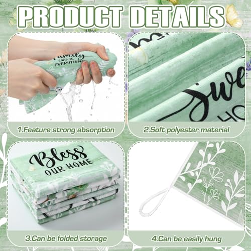 6 Pack Summer Floral Kitchen Towels Sets | Wildflower Hummingbirds Branches Hand Dish Towels for Kitchen Bathroom Home Supplies Housewarming Gift 16 - color: Green, style: Spring Nature