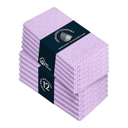 Lavender Cloth Napkins (Set of 12), 16x16 Inch, Diamond Weave, 100% Cotton, Soft, Durable, Machine Washable Table Linen Napkin for Luncheon, Cocktail Events, Celebrations & Daily Use - color: Lavender, size: 16" x 16" (Set of 12)