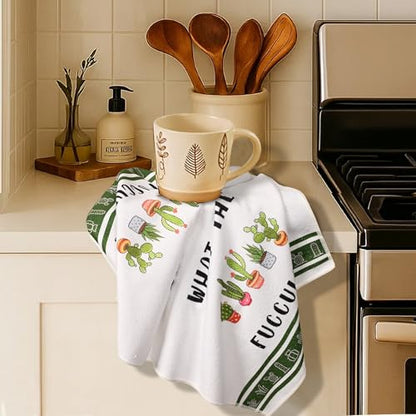Gifts for Plant Lovers Women, Plant Lady Mom Gift, Funny Kitchen Towels for Women, Best Friend Birthday Housewarming New Home Gifts, Cute Kitchen Hand Towels Dish Cloths(16×24 Inches Set of 2) - color: Succulent