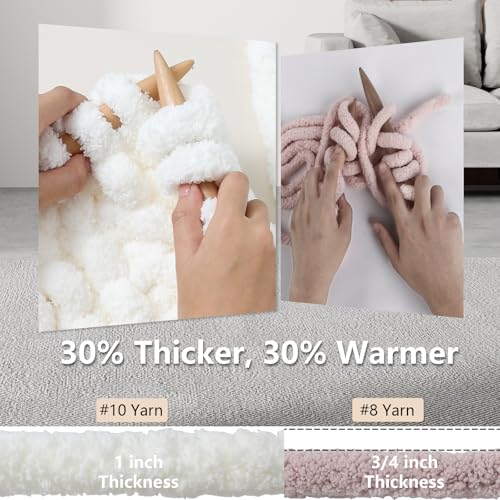 Cozyful Chunky Yarn for Hand Knitting - #10 Chunky Chenille Yarn, Jumbo Big Thick Chunky Yarns for Crocheting, Super Bulky Chunky Knit Blanket Yarns, 8 Skein (22 yds 8 oz Each Skein), Cream - color: Cream