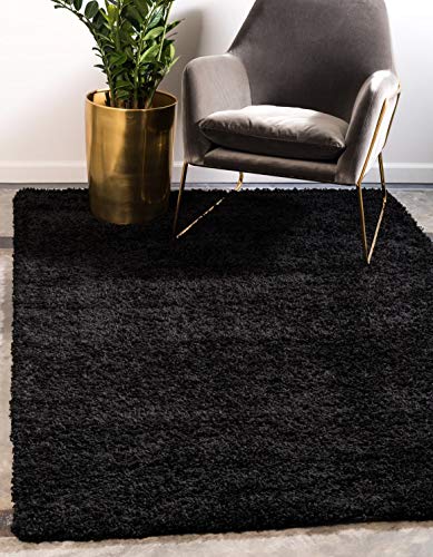 Unique Loom Solid Shag Collection Area Rug (2' x 3' 1" Rectangle, Jet Black) - color: Jet Black, size: 2' x 3'1" (Rectangular)