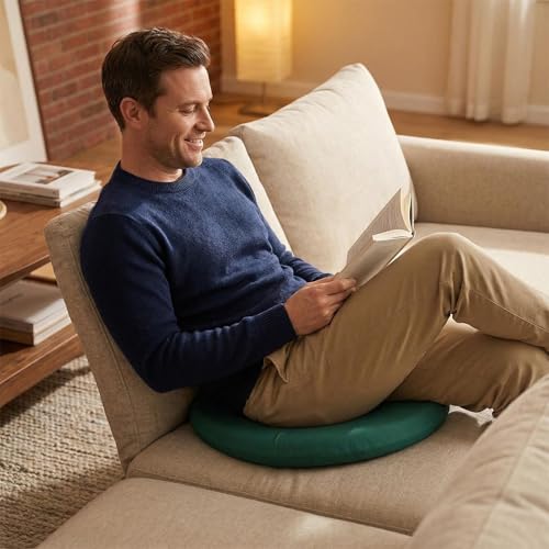 Round Chair Cushion, Memory Foam Filling, Knitted Cotton Cover, Removable Zipper Design, Light Gray, Pink, Coffee, Green (Green, 16 Inch) - color: Green, size: 16 Inch
