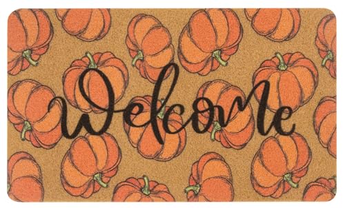 Fall-Pumpkins Welcome-Doormat Outdoor-Entrance - Thanksiving Front-Door Non-Slip Coir-Door-Mat for Porch Decor 17" X 29" - color: Brown- Style 4