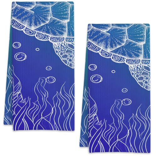 Colorful Sea Turtle Hand Towels for Bathroom Set of 2,Soft Absorbent Waffle Weave Kitchen Towels Dish Towel,Decorative Bathroom Towel for Kitchen Yoga Home Decor 16X24 Inch - color: Colorful Sea Turtle