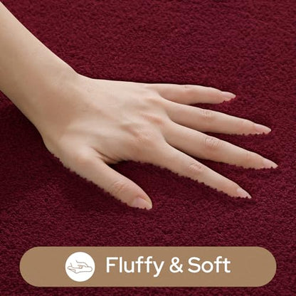 HOMEIDEAS Upgraded Bathroom Rugs Set 3 Piece, Ultra Soft Memory Foam Bath Mats, Super Absorbent Non Slip Washable U-Shaped Toilet Bath Rug (Burgundy Red, 17"x24"+20"x32"+U-Shaped 20"x24") - color: Burgundy Red
