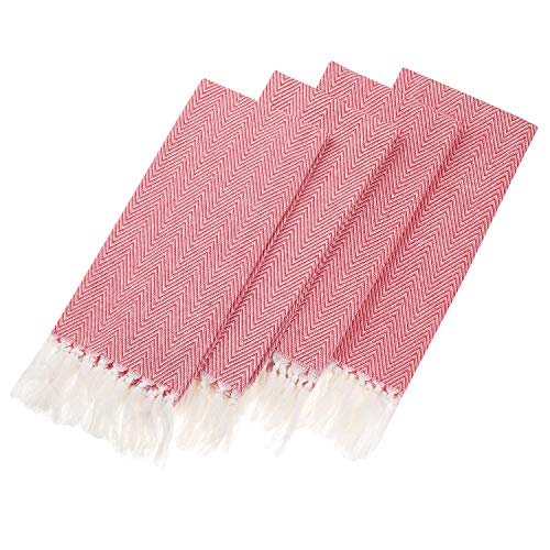 100% Cotton Hand Face Head Guest Gym Towel Set Washcloth Kitchen Tea Towel Dish Cloth Set of 4 (Red) - color: Red