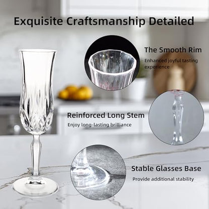 4.4Oz Vintage Champagne Glasses Set of 12 Crystal Dishwasher Safe | Elegant goblet glassware for wine, whiskey & liqueur — ideal for Valentine’s, weddings & anniversaries