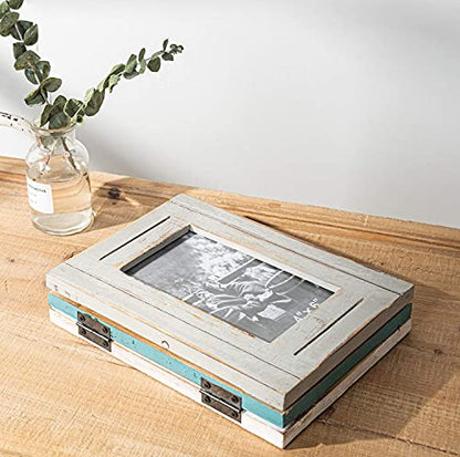RiteSune Rustic 3 Picture Frame 4X6 Triple Hinged Distressed | Photo Frame for Tabletop Display, Picture College Frame Present for Holiday, Festival, Christmas - color: Trifold 4X6