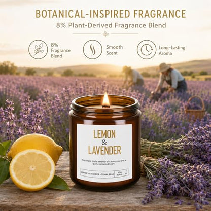 Scented Candle Gift Set, 4 Pack Long Lasting Amber Candles with Wooden Wick | Birthday Gifts for Women and Men, Candles with Amber Patchouli, Vanilla Coconut, Lemon Lavender, Blackberry & Bergamot - color: 4-Pack Amber Candles