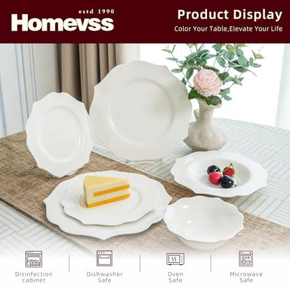 HomeVss, New Bone China Dinnerware Set, Embossed Lotus, 16pc Set - color: Lotus, size: Service for 4 - 16pc Set
