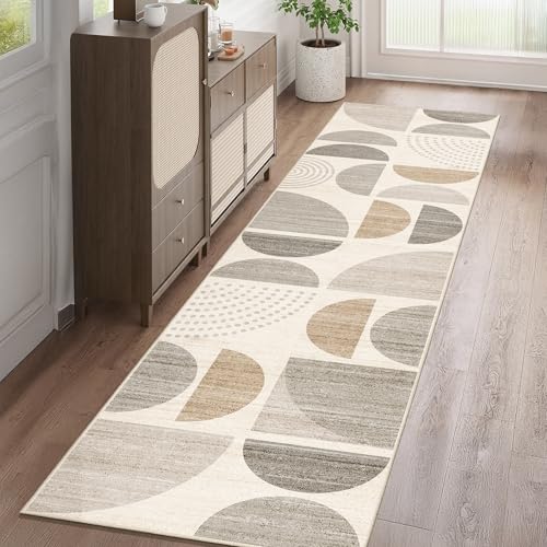 Boho Runner Rug Washable,2x8 Area Rugs Non Slip Modern Abstract | Long Throw Carpet for Hallways Kitchen Bedroom Entryway Bathroom Laundry Soft Low Pile Floor Indoor Bohemian Neutral Beige - color: Beige and Cream, size: 2' x 8' (Rectangular)