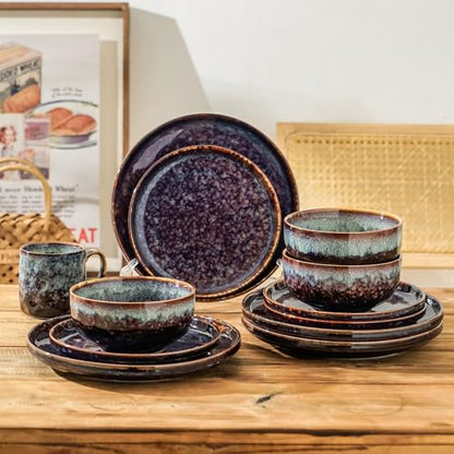 Ceramic Coffee Mugs - 12 Ounces Ceramic Mugs - Tea Cups with Handle - Funny Cappuccino Cups - Dishwasher Safe, Set of 4 - color: Speckled Black Purple