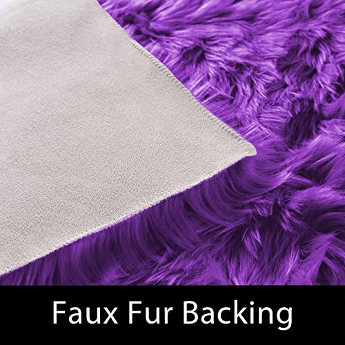 Latepis Small Furry 2x3 Purple Faux Fur Rug Fluffy Rugs Washable Shag AccentPlush Soft Rug for Bedroom Chair Seat Covers Throw Rugs Rectangle - color: Purple, size: 2' x 3' (Rectangular)