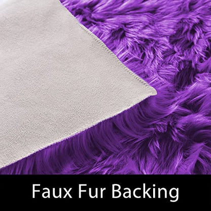 Latepis Small Furry 2x3 Purple Faux Fur Rug Fluffy Rugs Washable Shag AccentPlush Soft Rug for Bedroom Chair Seat Covers Throw Rugs Rectangle - color: Purple, size: 2' x 3' (Rectangular)