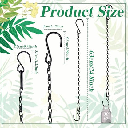 Benvo Hanging Plant Chains Flower Pot Hangers with Clips and Hooks 3 Point Replacement Chain Holders for Baskets Bird Feeders Planters and Other Ornaments (24.8 inch Long) - size: 24.8 inch Long