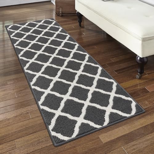 SHACOS Kitchen Runner Rug 2x6 ft Washable Rug Runner Non Slip Rubber Backing Hallway Runner Rug Indoor Entryway Runner Laundry Room Floor Mat Carpet Runners, Dark Grey - color: Dark Grey, size: 2' x 6'