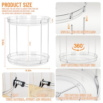 Clear 360 Rotating Bathroom Counter Organizer,2 Tier Spinning Perfume Organizer and Makeup Tower for Lotion,Hair,Face Skincare Beauty Products,Tiered Lazy Susan and Makeup Organizers for Vanity - style: Round