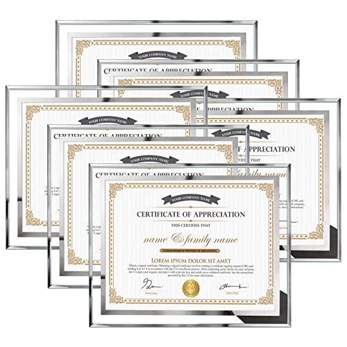 Hoikwo 8.5 by 11 Picture Frames, 6 Pack 8.5x11 Glass Picture Frames – For Small Business Licenses, School Certificates, Family Awards & Office Diplomas, Tabletop Display Only – Vertical or Horizontal - size: 8.5x11-6 Frames