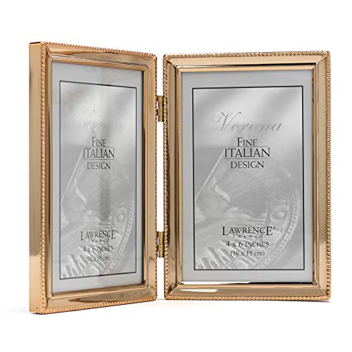 Lawrence Frames 11746D Classic Bead Picture Frame, 4x6 Double, Gold - color: Gold, size: 4x6 Double