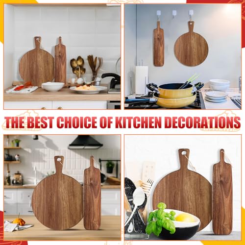 Hsei 2 Pcs Acacia Wood Cutting Boards Charcuterie Board | with Handles, Charcuterie Boards for Cheese, Meat Bread, Steak, Round, Rectangle, Decorative Serving Boards - size: 19x4.7", style: Classic