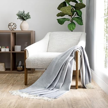 Merit Linens Herringbone Throw Blanket - One Size Dusk Blue - color: Herringbone Duskblue