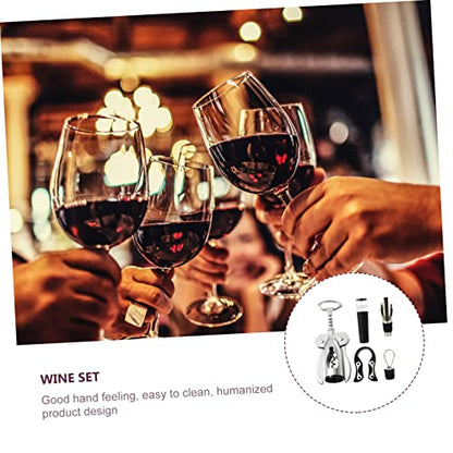 Ciieeo Multi-functional Stainless Steel Wine Bottle Opener Set Kit with Corkscrew Foil Cutter Vacuum Stopper and Pourer for Home Parties and Restaurants