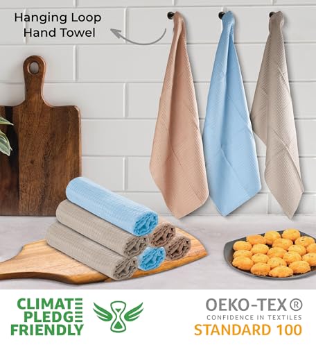 Urban Villa Kitchen Towels Cotton Dish Towels 20”x30” (Set of 6) Multi - color: Set of 6 in Blue, Tan, and Gray, size: 18" x 28" (Set of 6)